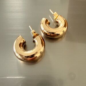 14K Gold Thick Hoop Earrings